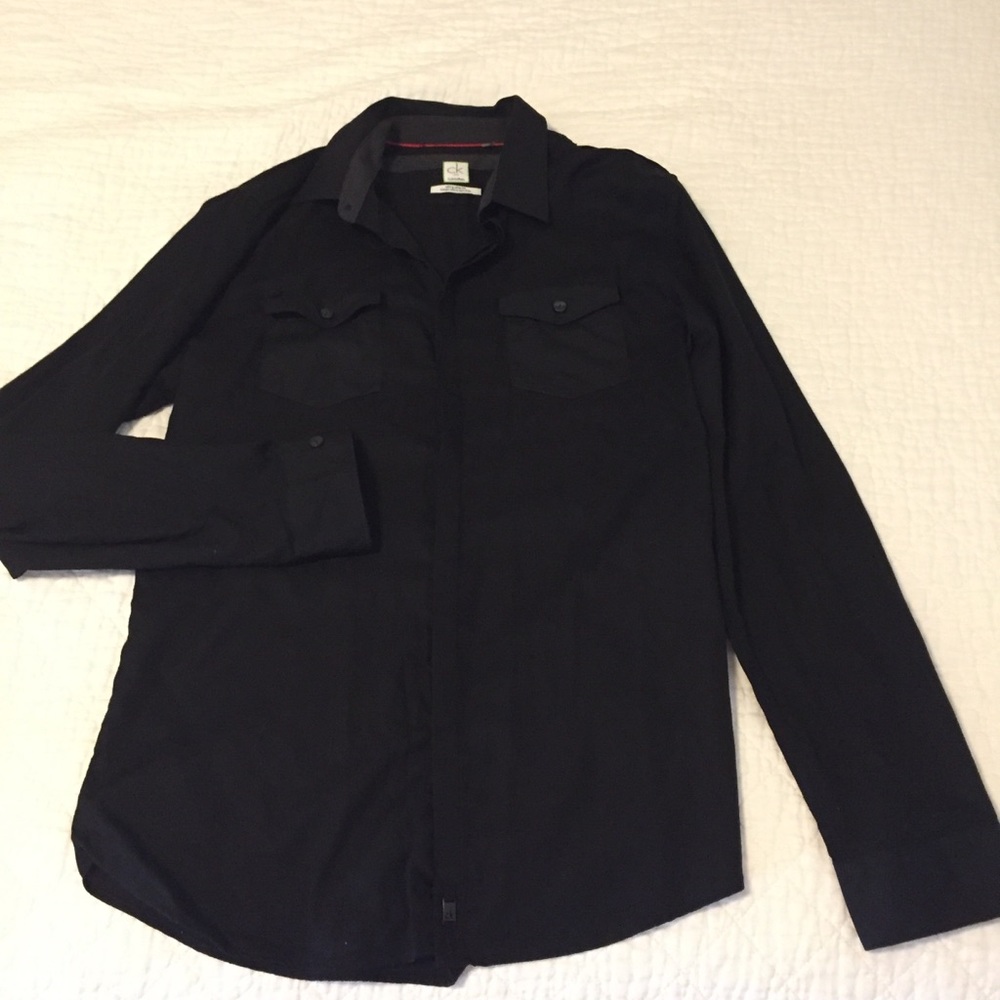 Calvin Klein black long sleeve cotton dress shirt